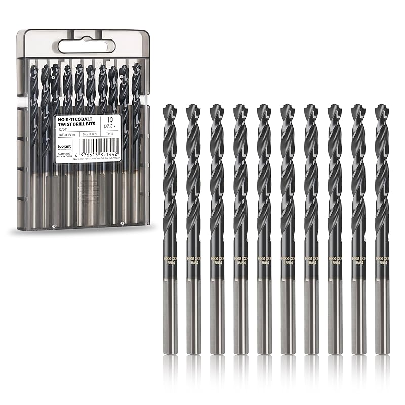 toolant Cobalt Drill Bit Set for Metal and Steel (Pro), Titanium Aluminum Nitride Coated (TiAlN) with Point Tip, for Hardened Metal, Stainless Steel,