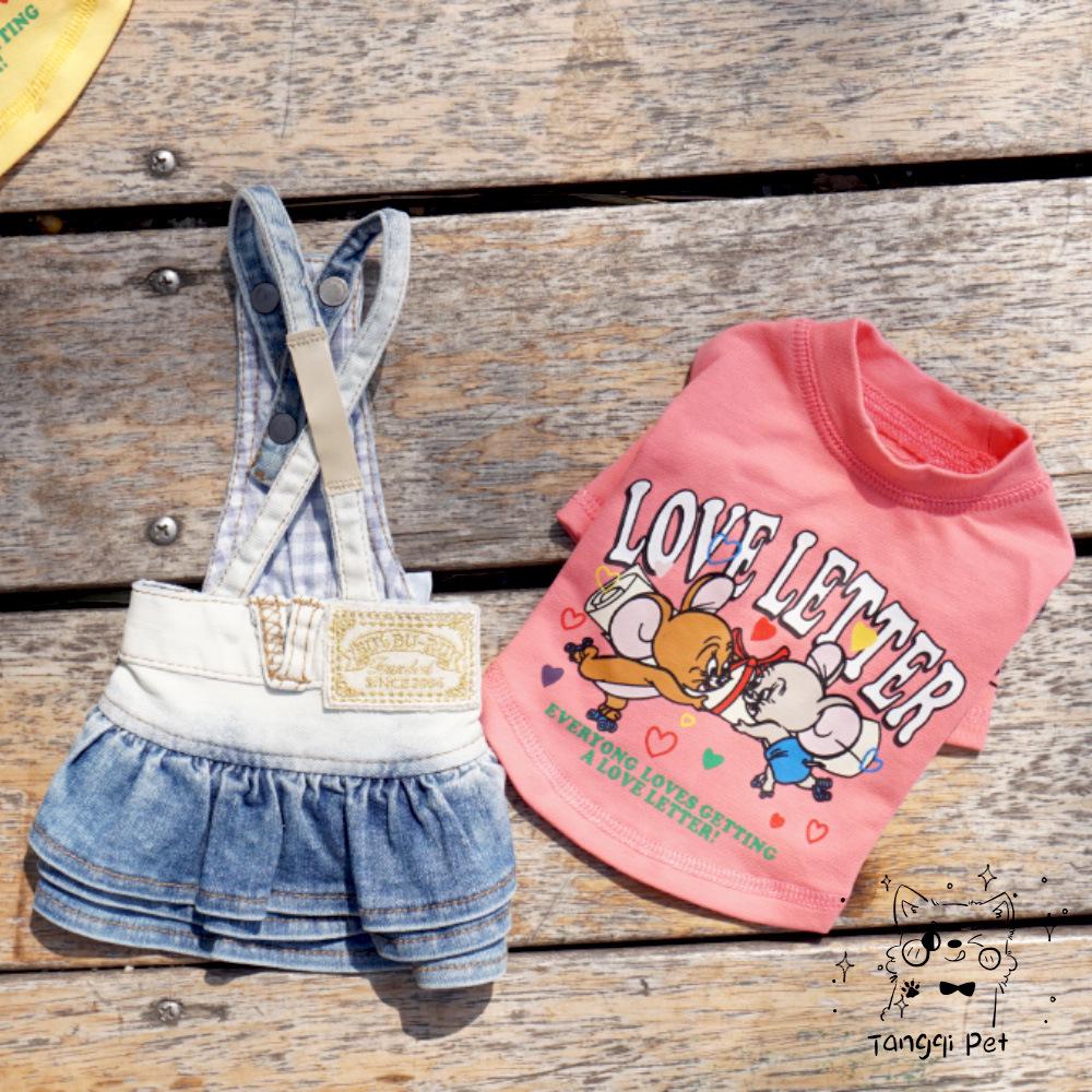 Rochie clasică de modă Tangqi din denim cu bretele în gradient pentru pisici și câini