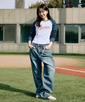 1993STUDIO [Lg Twins X 1993 Studio] V4 Retro Raglan Long Sleeve (Women)_Navy