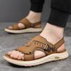 Fashion Brand Fashion Outdoor Breathable Anti Slip Beach Shoes Summer New Men's Head Layer Leather Comfortable Soft Bottom Casual Sandal