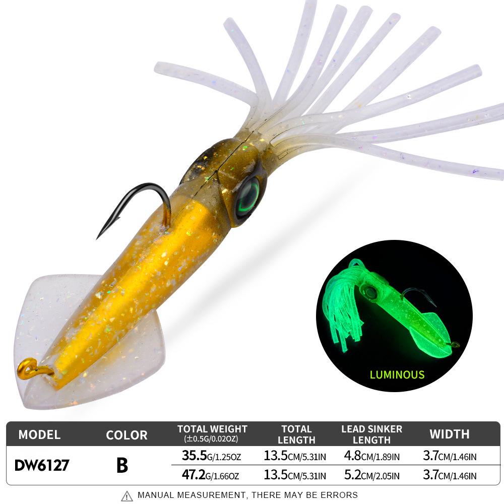 13cm Luminous UV Squid Lure with Lead Head & Hook - Soft Bionic Octopus/Cuttlefish Bait