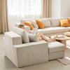 Chaise Lounge Chair, 1115 mm Boneless Modular Chaise Lounge Indoor, Oversized Corduroy Reading Chair with Throw Pillows & Armrests, Deep Seat Sofa