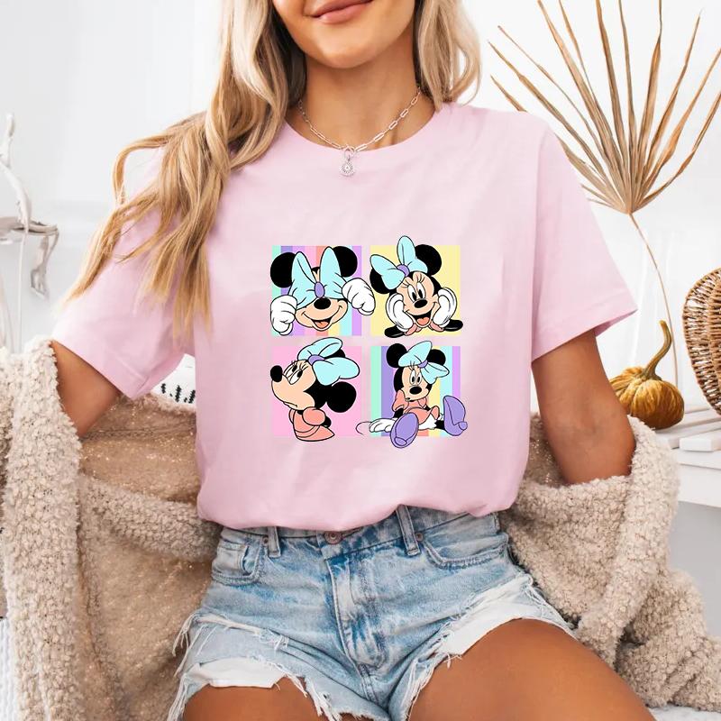 New Cute Minnie Mouse Avatar Printed T-shirt Outdoor Casual Fashion Women's Anime Minnie Mouse Shirt