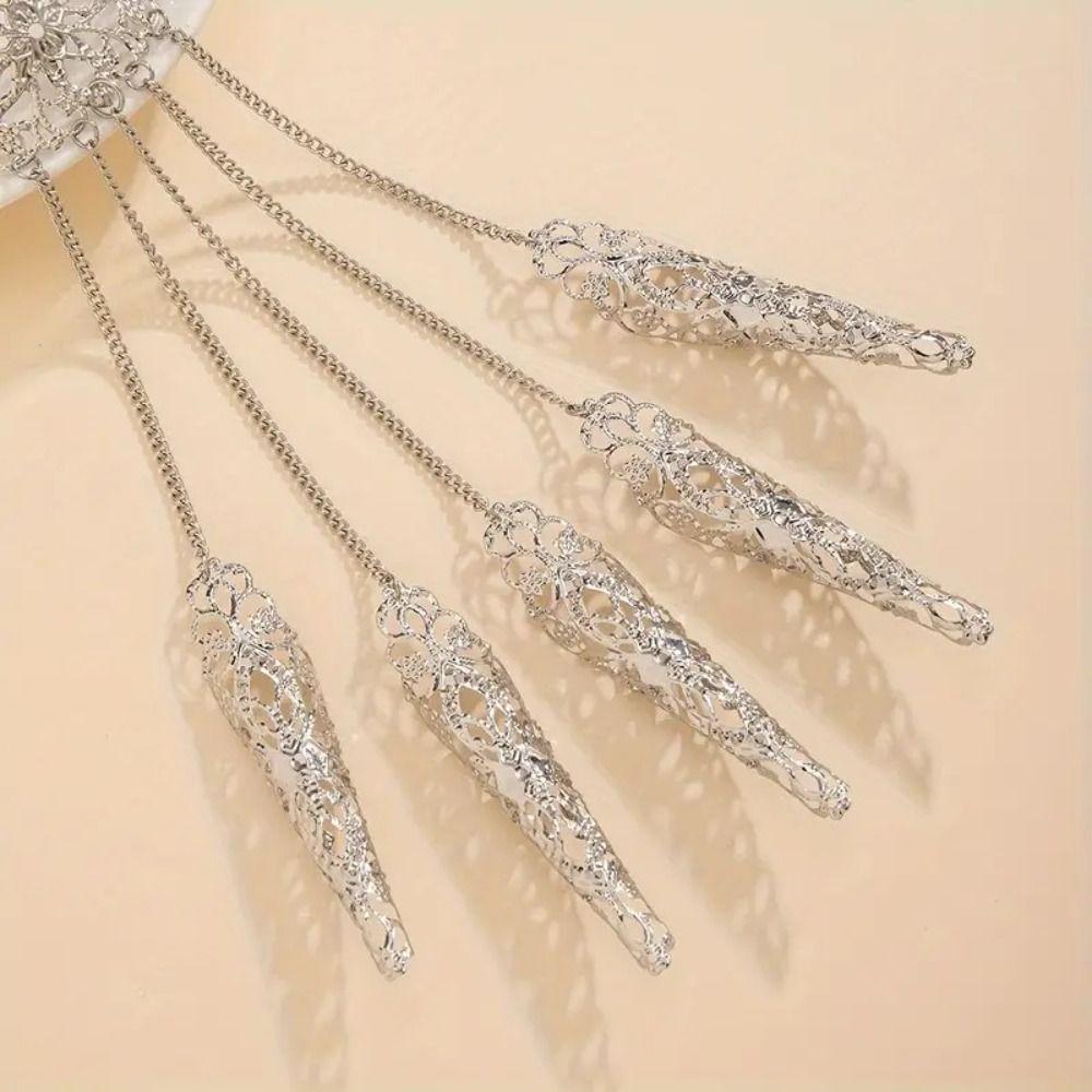 Exaggerated Mittens Bracelet Hollow Out Hand Back Chain Tapered Nail Chain Gothic Bracelet  Party