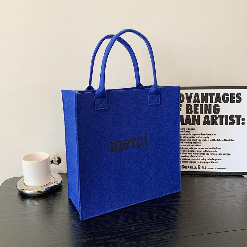 

Войлочная сумка модная сумка для выхода в свет для покупок сумка для мелочей для офисного работника ручная сумка для хранения большой вместимости синий