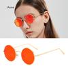 Women Sunglasses with Red Lenses Round Metal Frame Vintage Retro Glasses Sun for Men Unisex Birthday Gifts Gafas De Sol