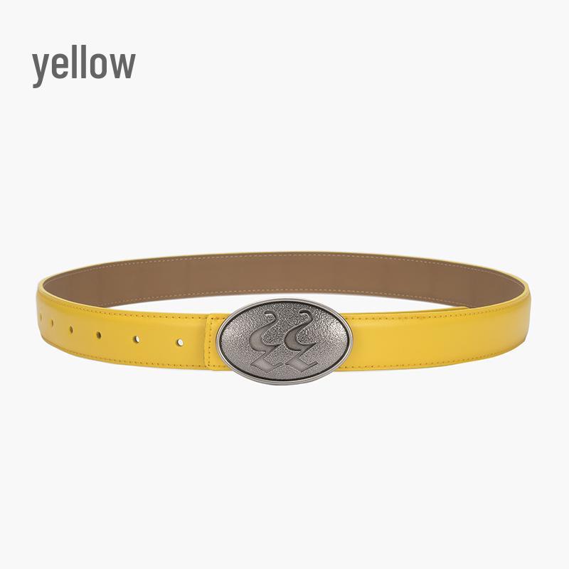 Korean Style Women's Antique Leather Belt with Oval Silver Buckle - Simple Cowhide Waist Belt for Ladies' Jeans and Shirts