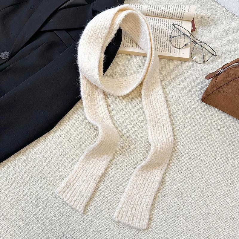 New slender strip knitted scarf, neck care and warmth in autumn and winter, multi-functional outdoor cycling, cold-proof, soft and skin-friendly scarf