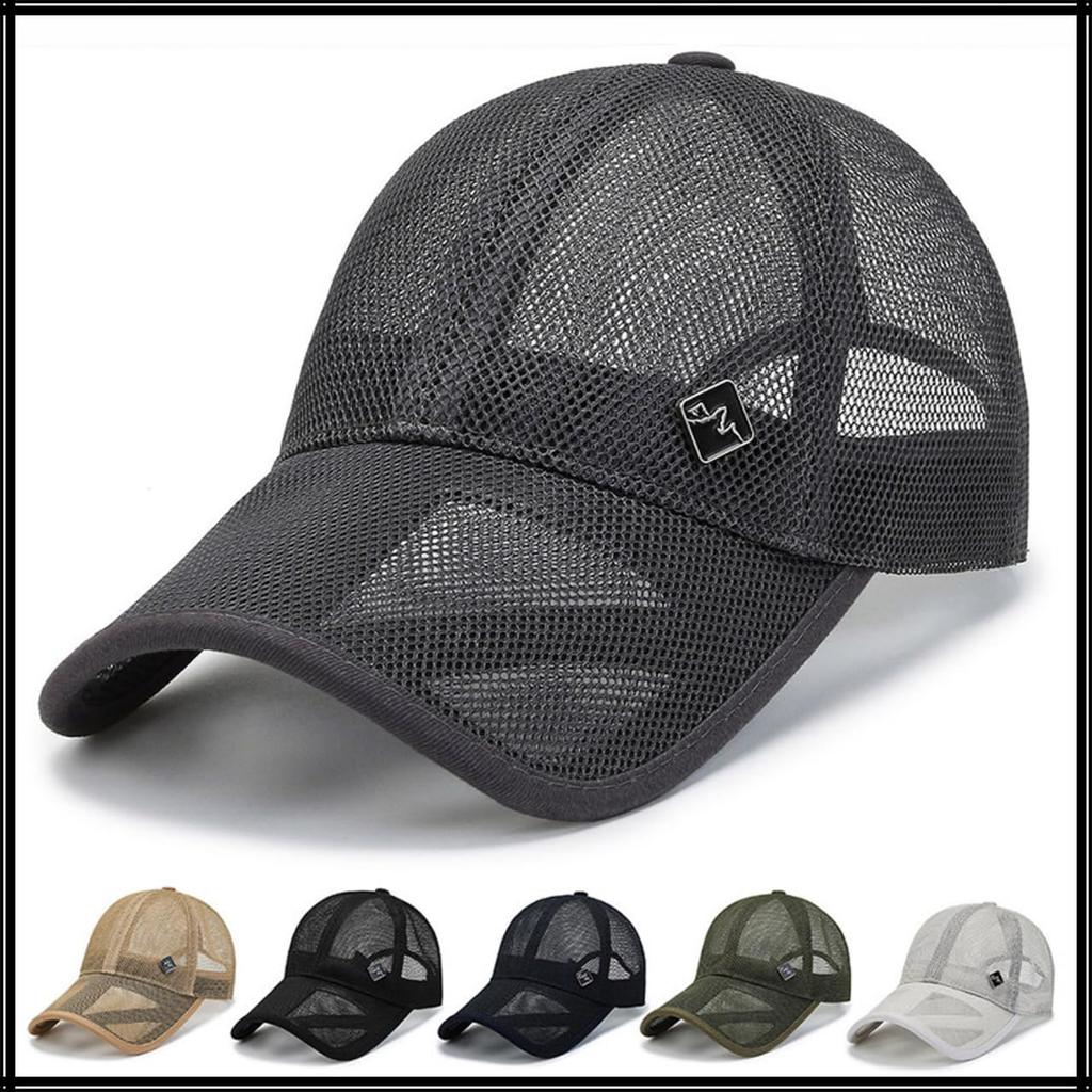 Hat Cap Mesh Breathable Lightweight Outdoor Sports UV Protection Simple CZA405 [White Fang] Men's (Black)