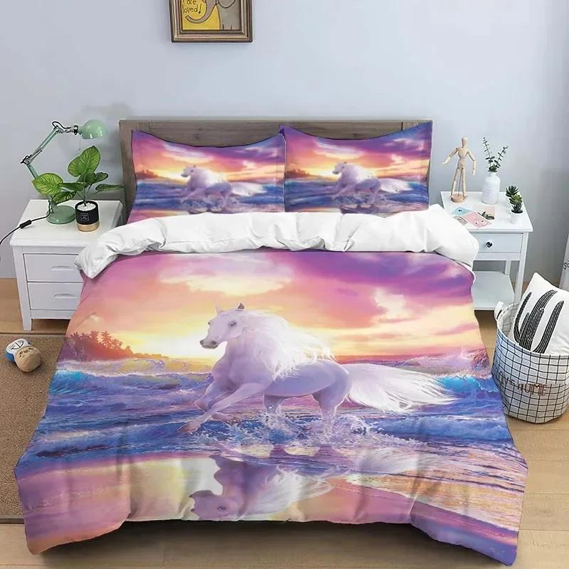 Luxury New 3D Print Horses Hd Print Bedding Set Double BedChildrenS Bed Duvet Covers Pillowcases Bedding Set Teens Bedding Set