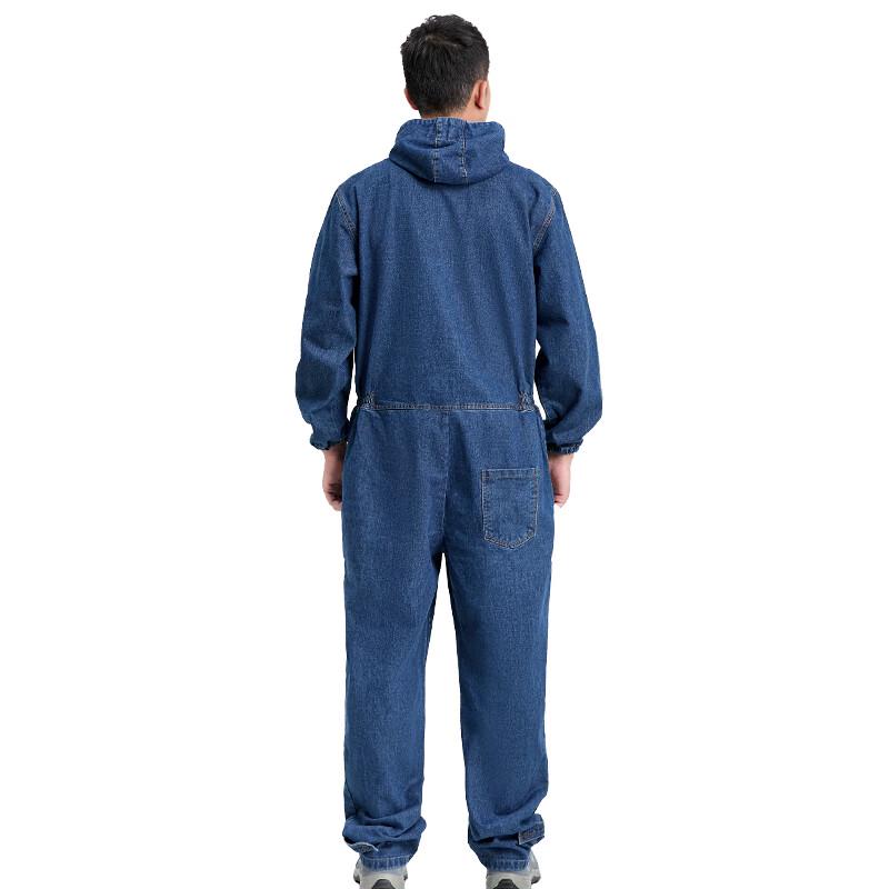 Zhanzhanhu ZZH044 Hooded Denim Work Jumpsuit