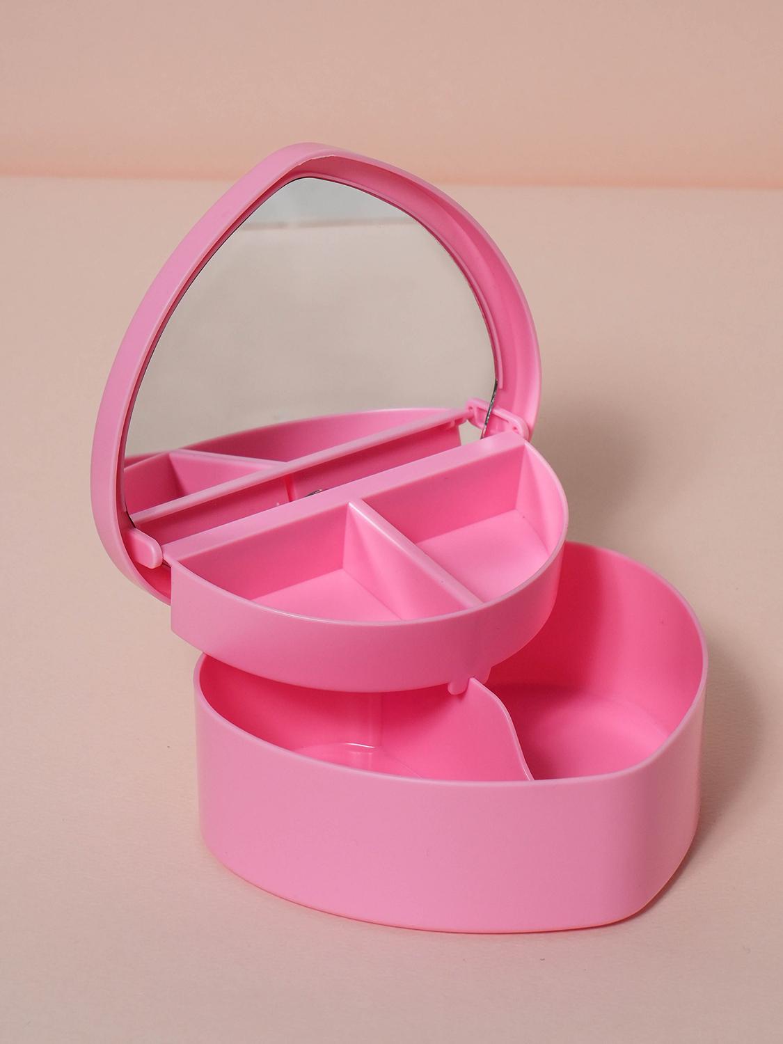 Lovely Heart-Shaped 2-Tier Cosmetic Organizer with Mirror 1ea