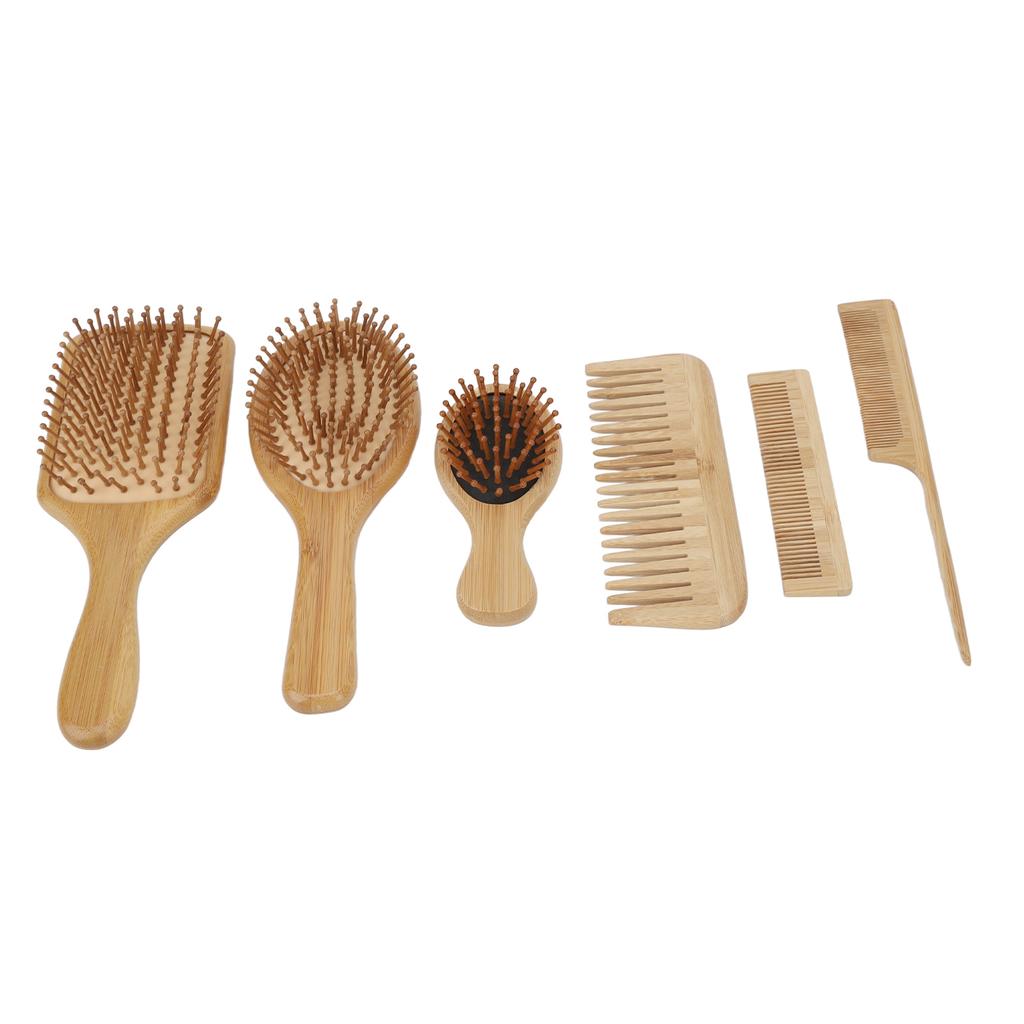 6pcs Hair Brush Comb Set Phyllostachys Pubescens Environmentally Friendly Ergonomic Detangling Hair Brush Comb Set