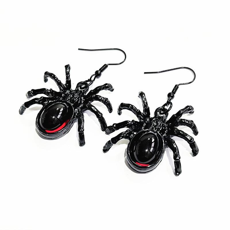 

Gothic Retro Black Red Oval Crystal Stereo Simulation Spider Dangle Earrings for Women Hallowmas Party Punk Rock Jewelry Gifts чёрный