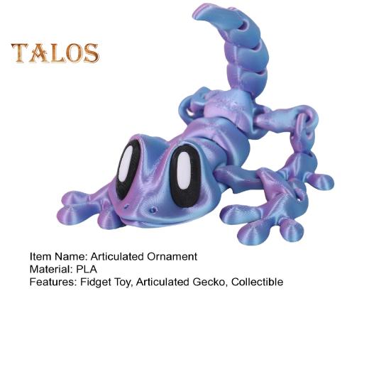 3D Printed Gecko Toy Magnetic Articulated House Lizard Figurine Animal Fidget Toy for Refrigerator Magnet Computer Monitor Decor