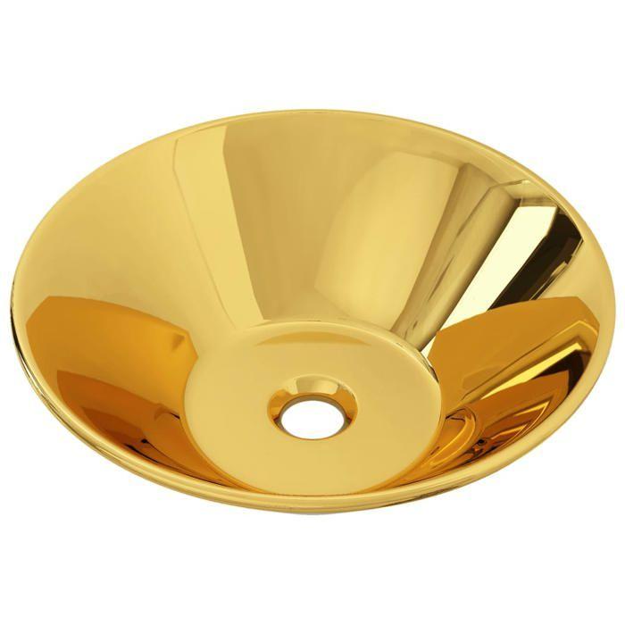 VidaXL Lavabo 42 x 14 cm Céramique Doré