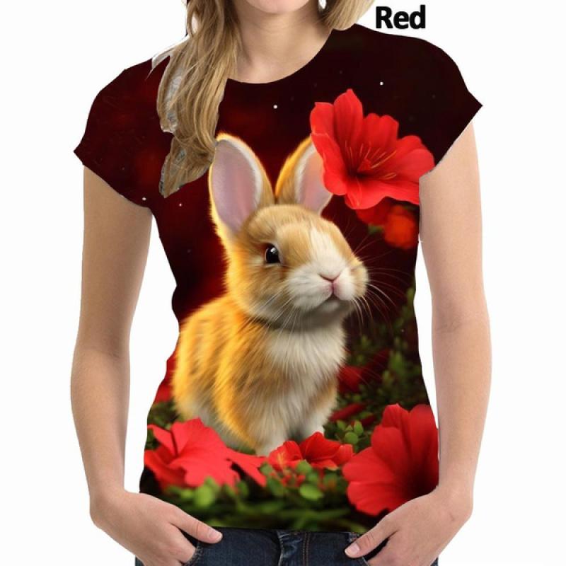 Letní ležérní tričko Nové zvířecí 3D potisk králíka Módní tričko s krátkým rukávem