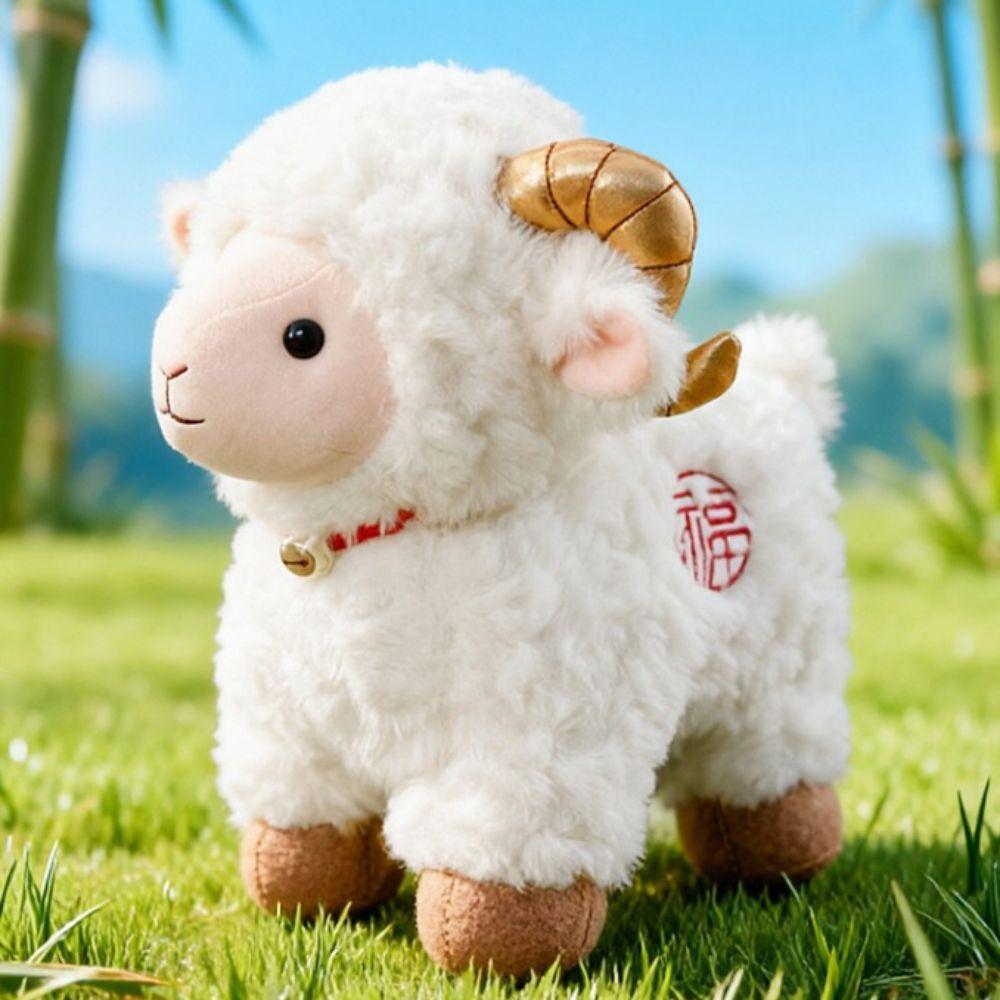 Soft Plump Design Sheep Plush Toy Curly Hair Goat Doll Zodiac Sheep Plush New Year Celebration