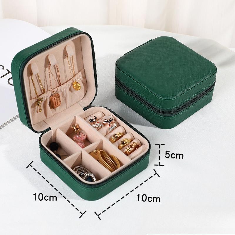 Mini scatola portaoggetti portatile per gioielli, custodia per gioielli, custodia in pelle, orecchini, collana, anello, display per organizzatore di gioielli
