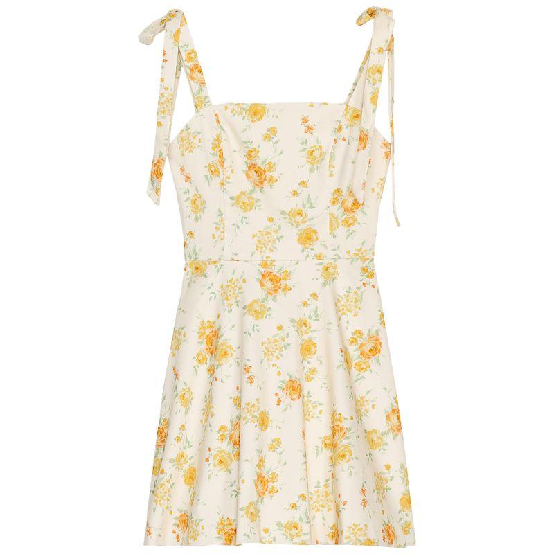 Zaprha New Arrival Sweet Sexy Bowknot Decoration Flowers Print Poplin Dress Small Slim Looking 4661396