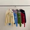 Korean Style Loose Knit Cardigan with Stand Collar and Double Zipper - Casual Short Jacket for Women