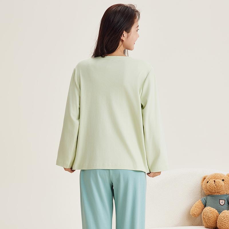 Fenteng Pure Cotton Set Autumn Classic Round Neck Cute Dog Light Fashion Long Sleeve Home Clothes Set Women's Pajamas