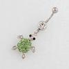 Stainless Steel Green Turtle Belly Ring Non-Allergic Human Body Piercing Belly Button Ring For Women Sexy Body Piercing Jewelry