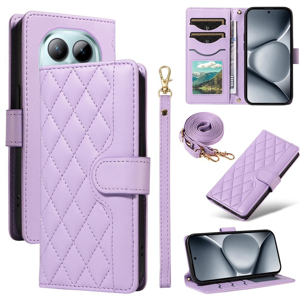 For Xiaomi Poco M8 Pro 5G/Redmi Note 15 Pro+ 5G (Global) Wallet Case Rhombus Leather Phone Cover with Strap