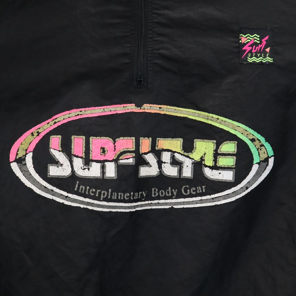 Surf STYLE 90s Old USA Made Half Zip Jacket ONE SIZE Black Pullover Men's Used