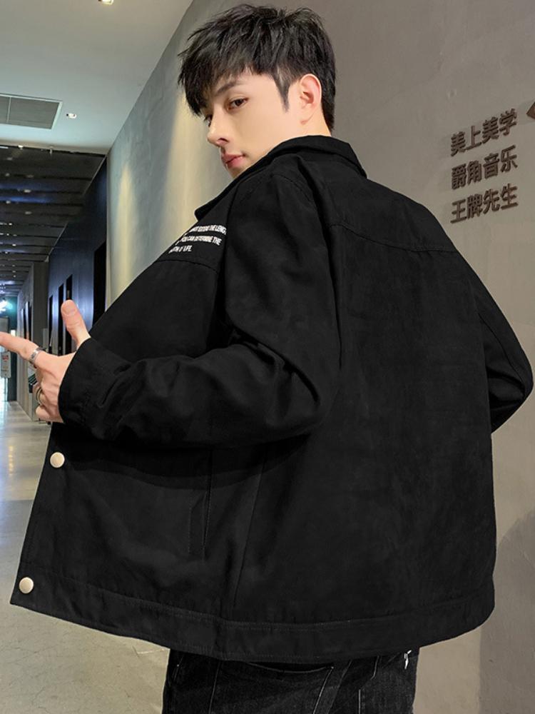 Spring and Autumn New Product Men's Warmed Long Sleeved Black Work Jacket Coat Men Loose Lapel Jacket Coat