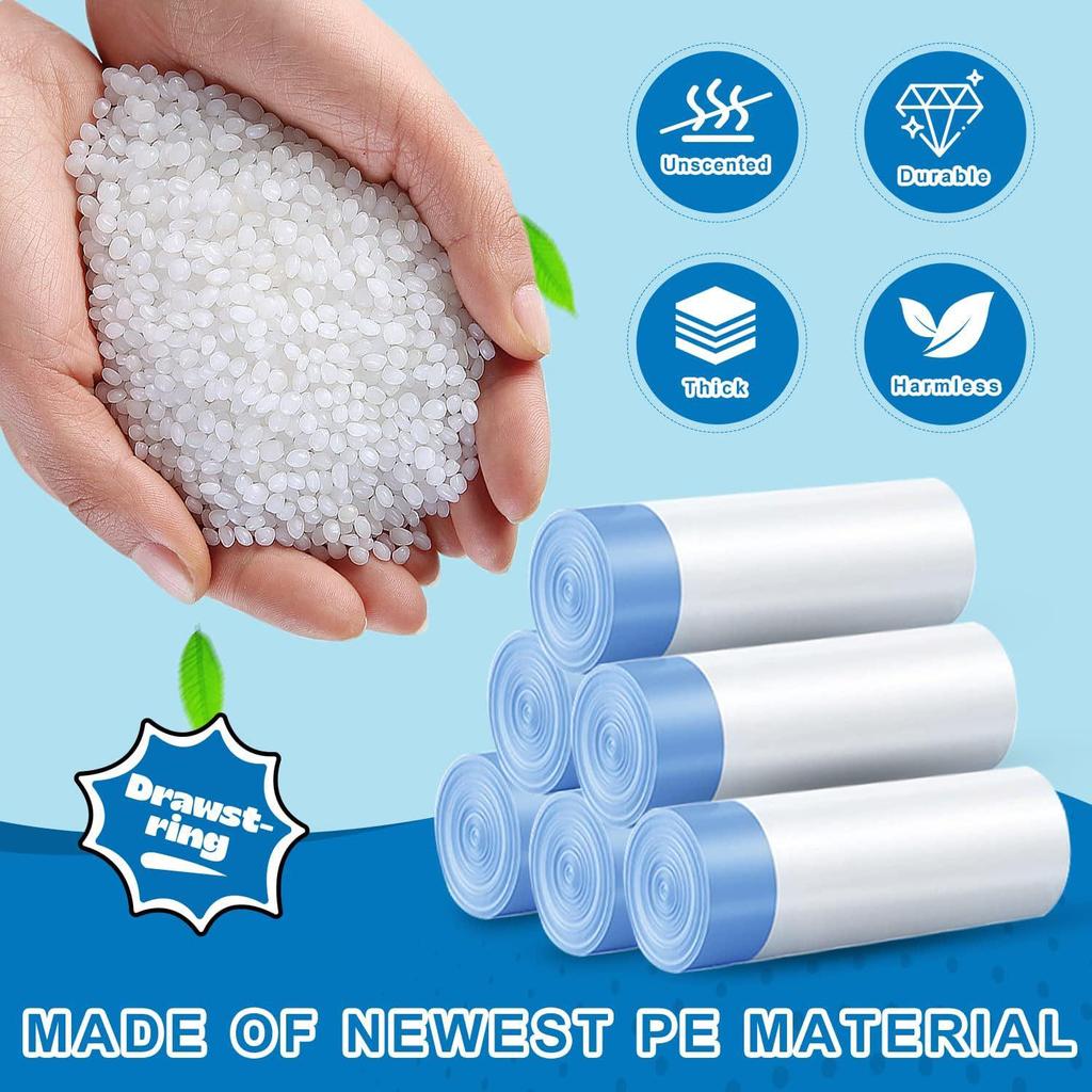 4 Gallon Durable Drawstring Trash Bags - Thick, Tear-Resistant, Large Size for Household Use