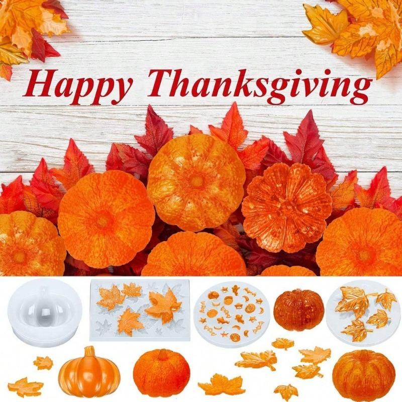 Halloween Thanksgiving Pumpkin Silicone Mold DIY Jewelry Autumn Decor Includes Ghost Maple Leaf Themes for Seasonal Crafting