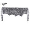 Sexy Halloween Table Cover Door Curtain, Lace Spider Web Fireplace Cover, Scary Skeleton Witch Party Set Bat Print Window Drapes for Home Indoor Decor