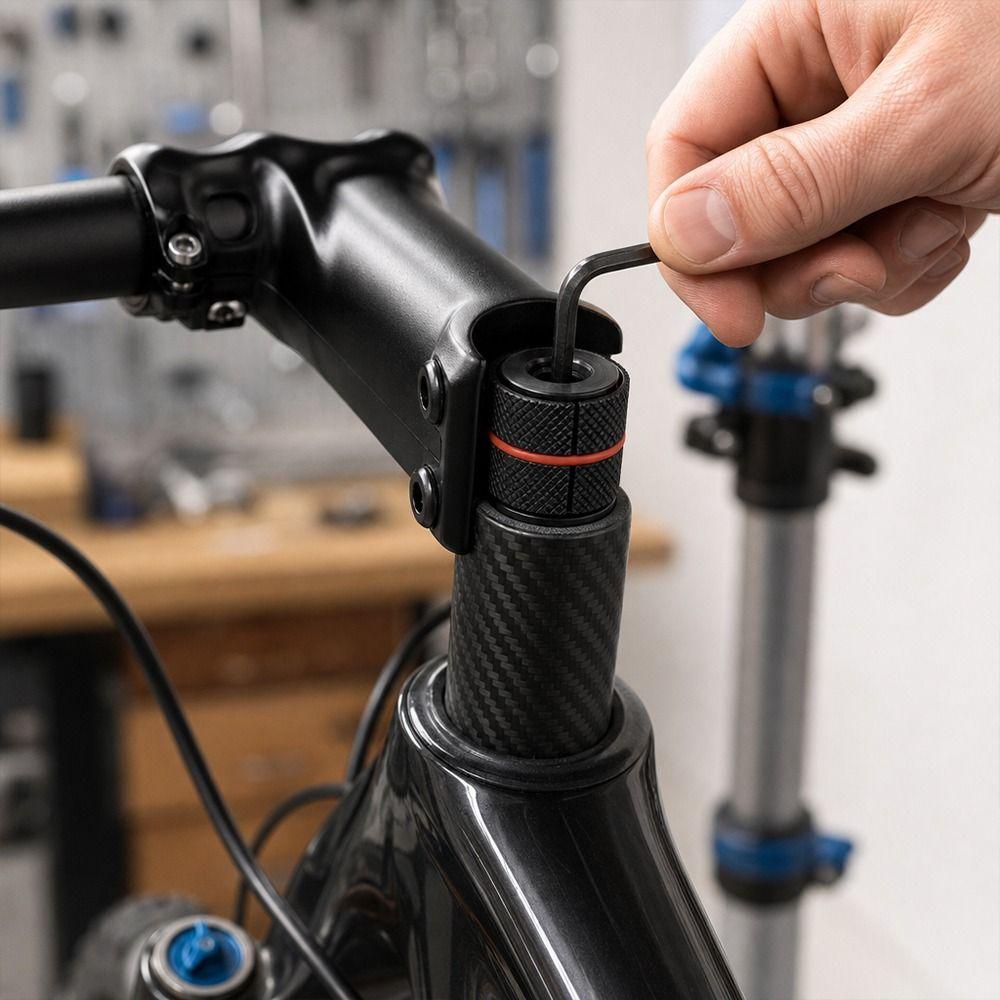 Black Bicycle Fork Headset Plug Carbon Fiber Head Bowl Nut Durable Expanding Plug  MTB
