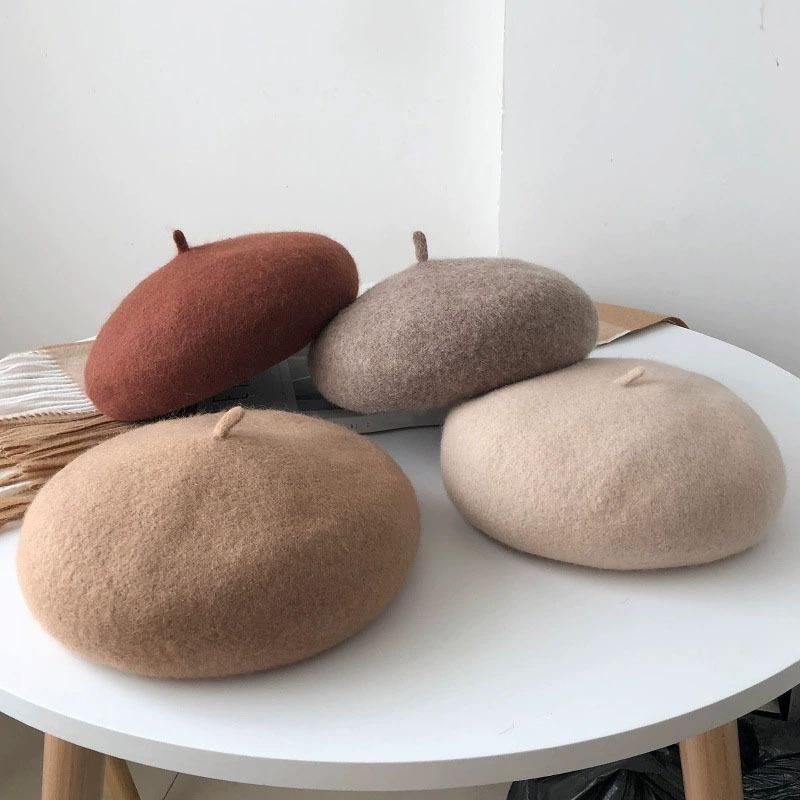 Fashion Solid Color Autumn and Winter Thickened for Keep Warmth Beret Hat Women Versatile Literature and Art Painter's Hat