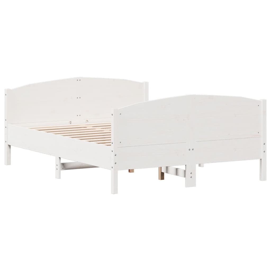 Vidaxl Bed Frame Without Mattress, White, 120X190 Cm, Solid Pine Wood