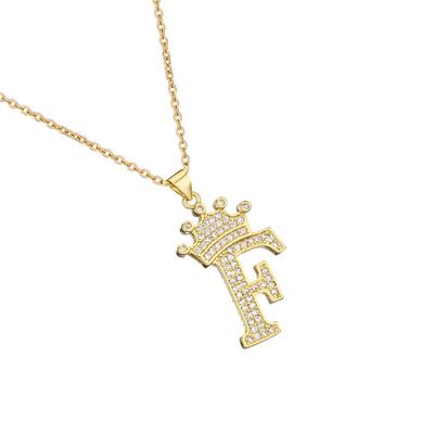 InitialNecklacePendantEnglish Letter A To Z Name Crystal Gold Charm Modern Birthday Valentine'sDay Gifts