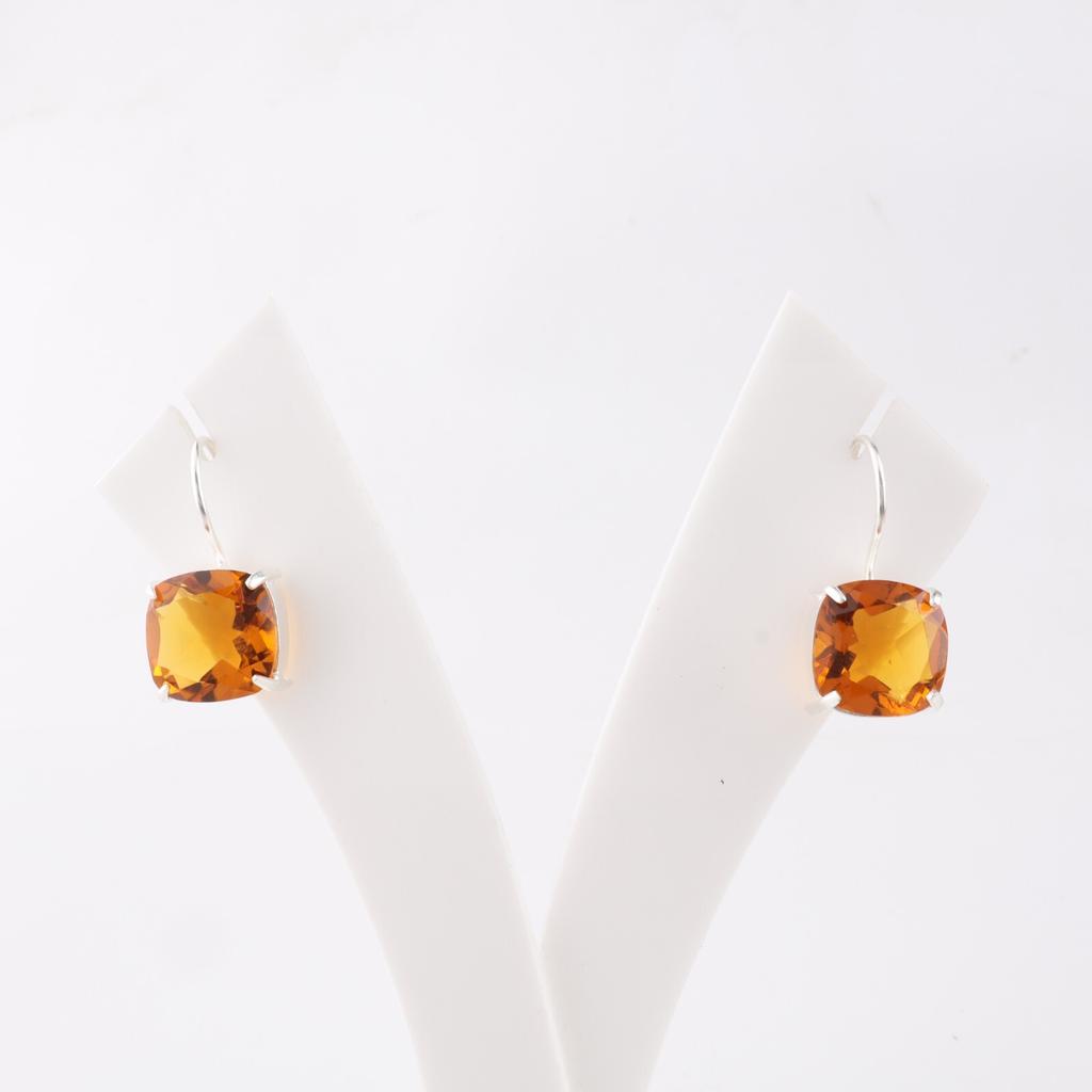 Natural Citrine Gemstone 925 Sterling Silver Jewelry Handmade Women's Earrings1" EE-172-7