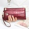 New Leather Women Long Wallets Double Zipper Design Red Purse Bag Ladies Wallet Crocodile Purses Fashion Clutch Bag