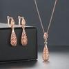 Classic Hollowed-out Water Drop Rose Gold / Sivler Jewelry Sets Necklace+Earring ZYS381 ZYS382