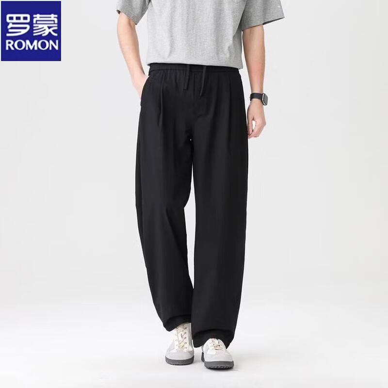 ROMON Men s Pure Cotton Casual Straight-Leg Drawstring Pants 175/80A