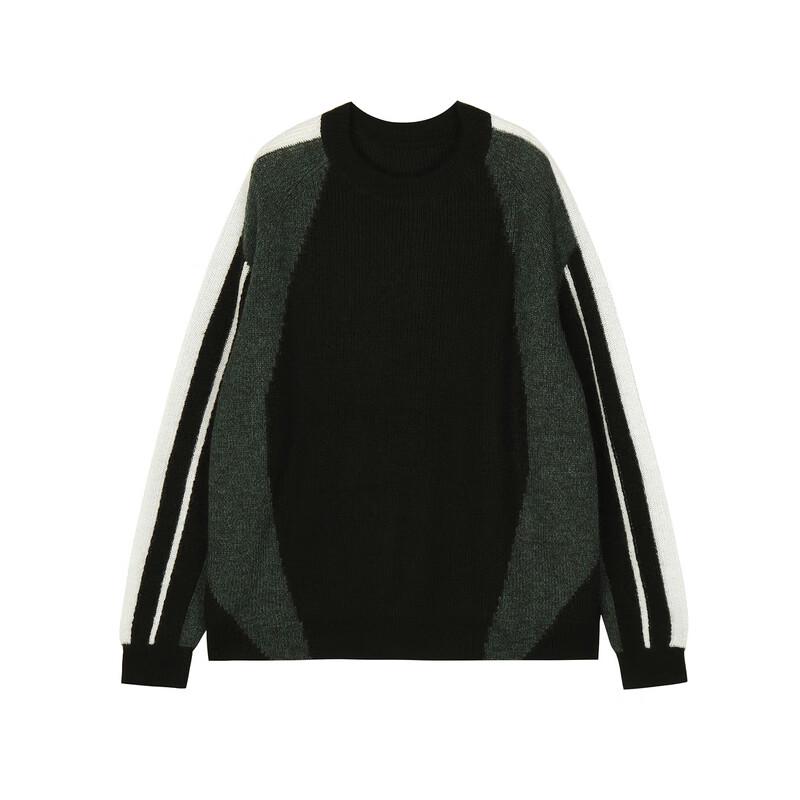 CROQUIS Herren-Winterpullover 2023 mit Patchwork-Einlagen, lockerem Rundhalsausschnitt