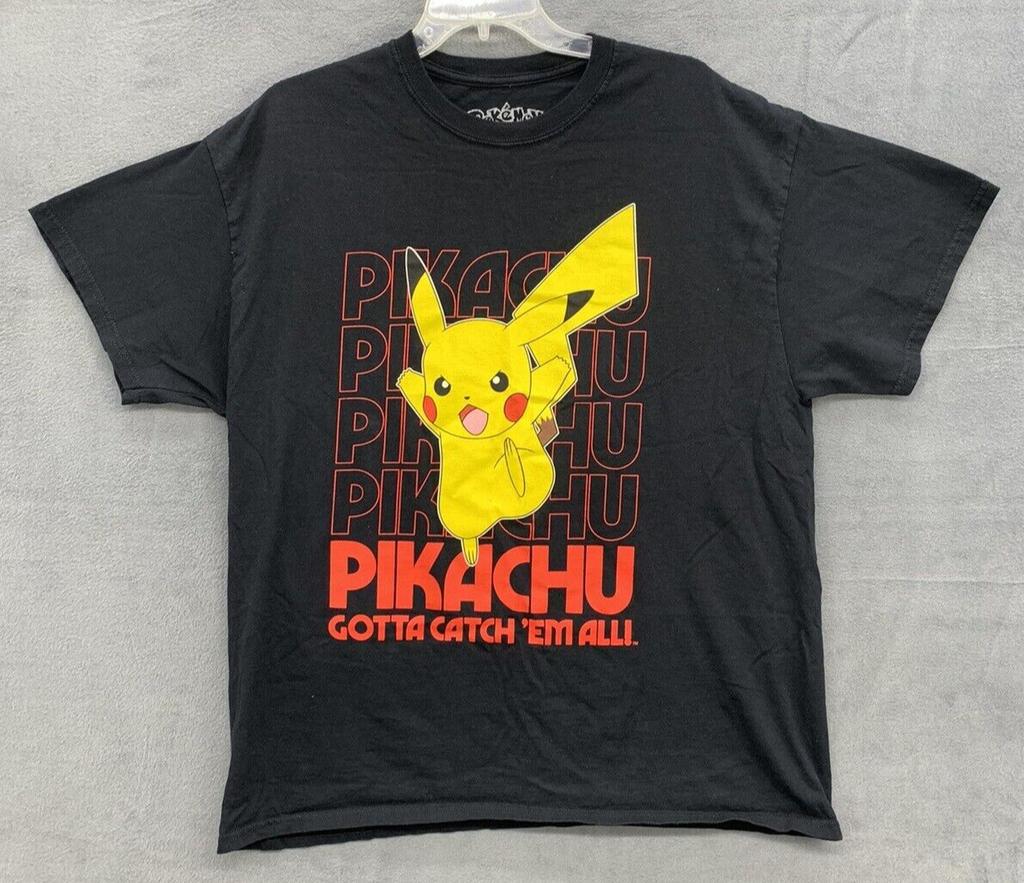 Pokemon Pikachu Mens Size XL “Gotta catch them all” T Shirt Black Short Sleeve