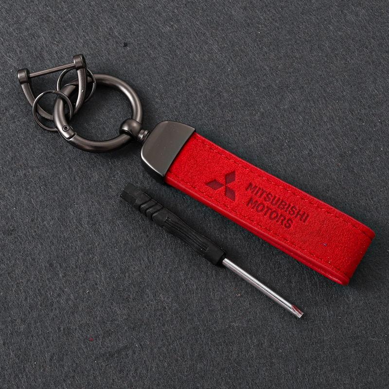 

Suede Car Key Holder Styling Keychain Keyring For Mitsubishi Ralliart ASX Lancer Cordia Pajero Outlander Xpander Triton Colt