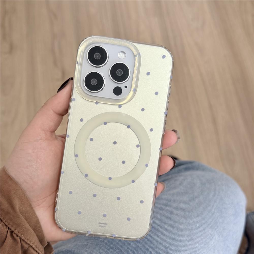 Korean INS Style Polka Dot Phone Case for iPhone 17 Pro Max, Magnetic Apple 15, Fresh 14PM/13