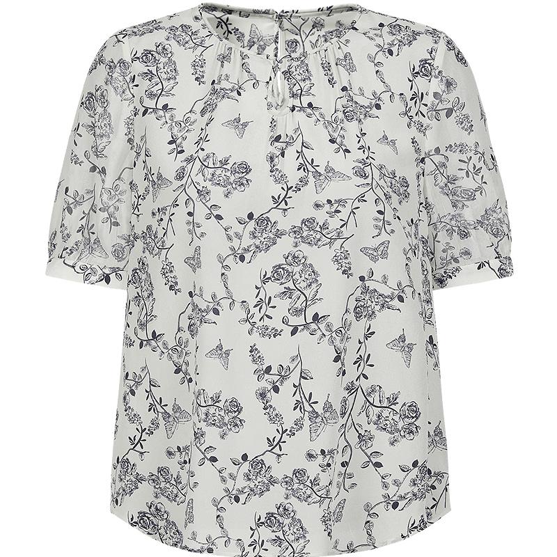 JZ Annakou 2025 Summer Women s 100% Silk Floral Top XL