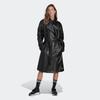 Adidas Originals Trefoil Faux Leather Double-Breasted Long Trench Coat Women Outerwear Black II6083