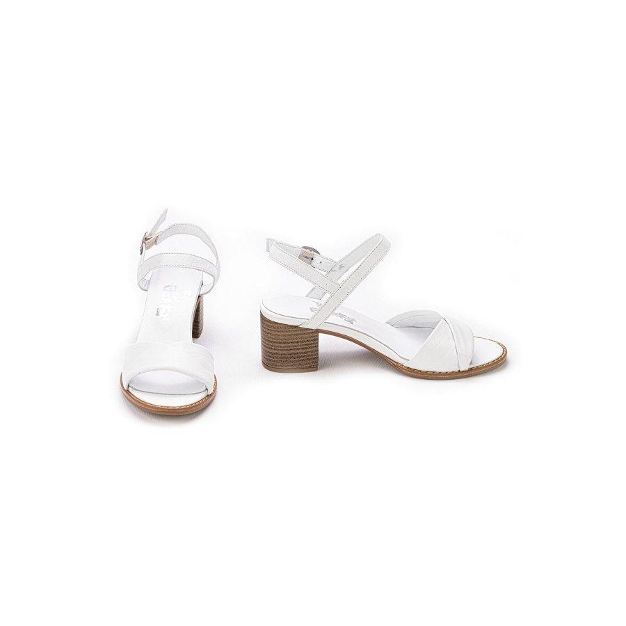 Damskie sandały na średnim obcasie z prawdziwej skóry