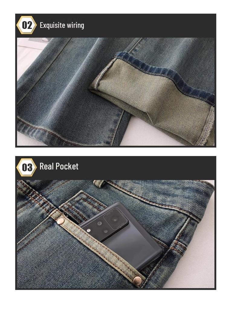 Ancola Women's 2024 Slim Red High-Waisted Straight-Leg Jeans: Casual Tencel Cotton for Spring and Autumn