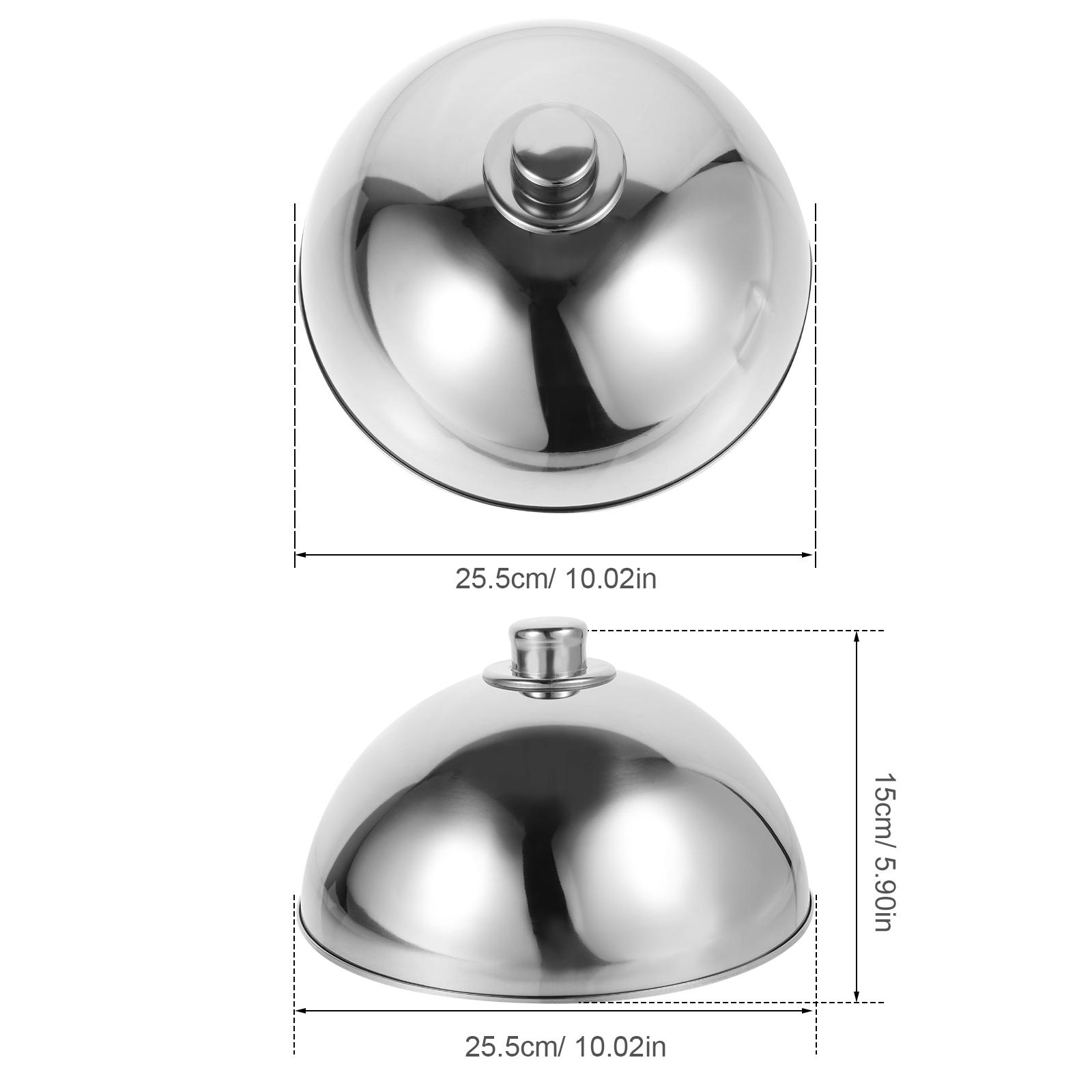 

10Inch Stainless Steel Food Cover Dish Dome Lid Home Restaurant Hotel Kitchen Grill Outdoor Indoor Use Bacon Burgers Sandwiches срібний